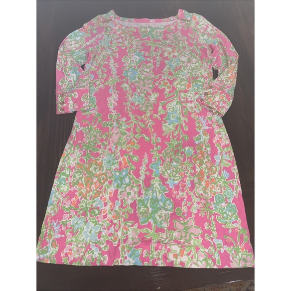 Lilly Pulitzer Dresses & Skirts - Lilly Pulitzer Sophie Dress in Flamingo Pink Southern Charm 3/4 Sleeve Size M